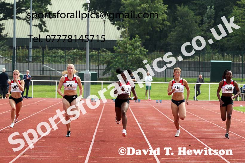 Women and Girls 100 metres, 2021 North Eastern Track and Field Champs., Middesbrough. Photo: David T. Hewitson/Sports for All Pics